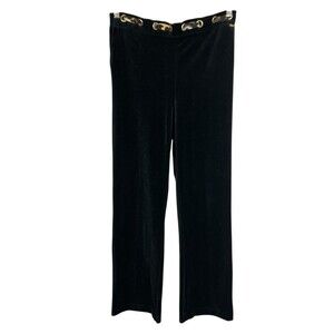 St John SPA Soft Velour Pull-on Pants  Animal Print Grommets  Size M  Track Pant